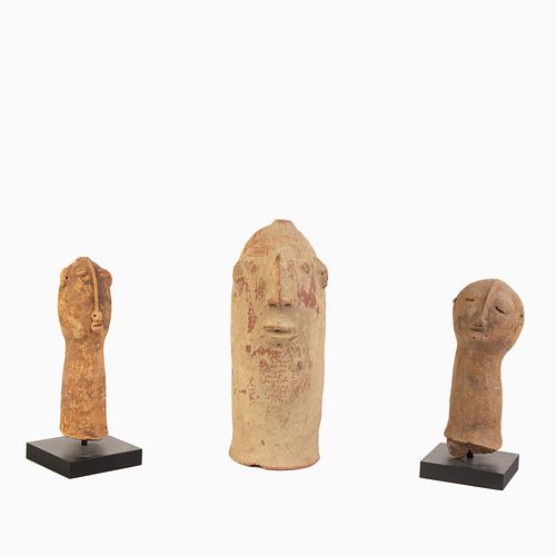 Africa, Southwest Niger, Three Terracotta Heads, 3rd-11th Century