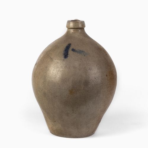 A Vermont or Pennsylvania Stoneware Jug with Handle, 19th Century