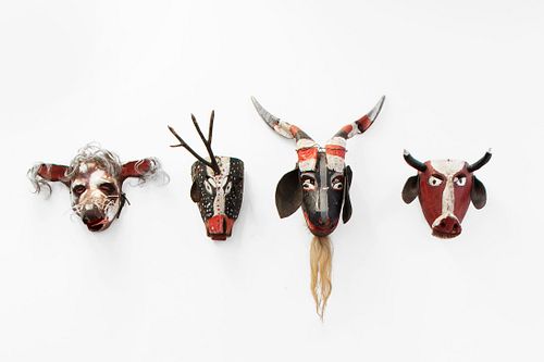 Mexico and New Mexico, Group of Four Dance Masks, 20th Century