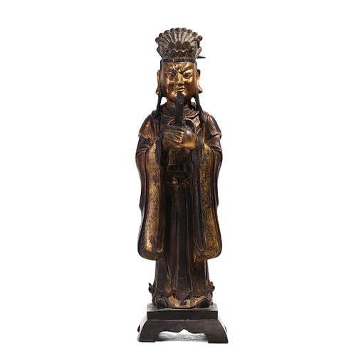 A CHINESE BRONZE OFFICIAL FIGURE