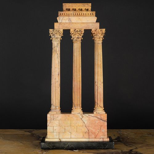 Italian Sienna Marble Model of the 'Temple of Castor and Pollux', After the Antique