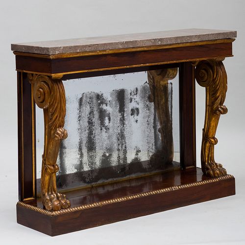 William IV Rosewood and Parcel-Gilt Console with a Fossilized Marble Top