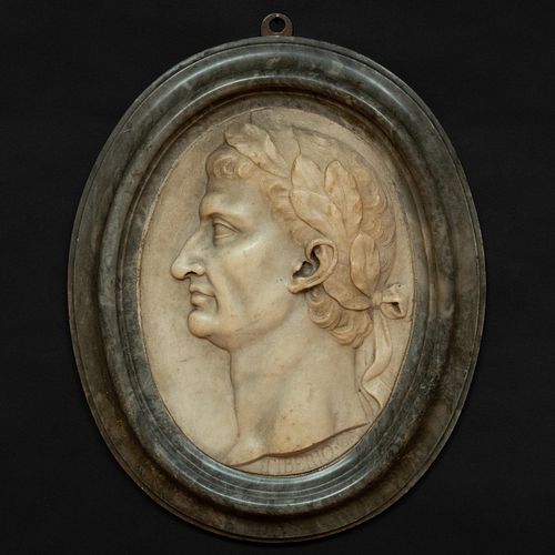 Italian Neoclassical Marble Profile Portrait of Roman Emperor Tiberius