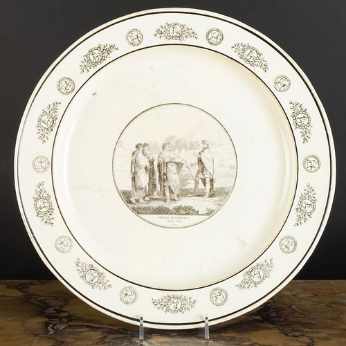 Stone, Coquerel et Le Gros Transfer Printed Creamware Charger with Classical Scene