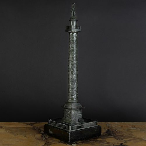 Bronze Model of the Vendôme Column on a Black Marble Base