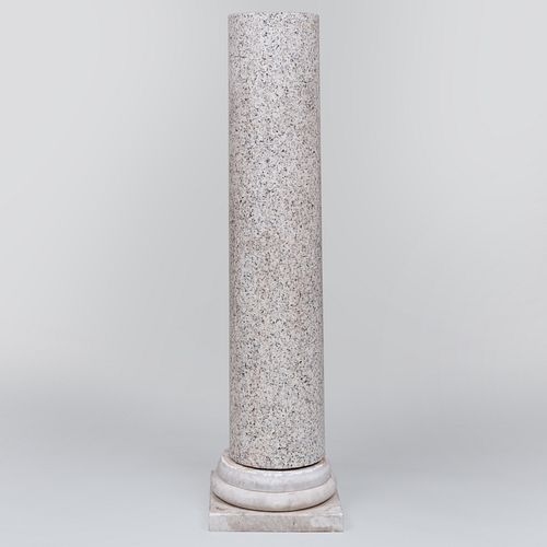 Granite Columnar Pedestal on an Associated Marble Base