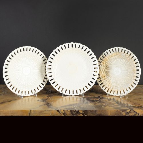 Set of Three Continental Creamware Plates