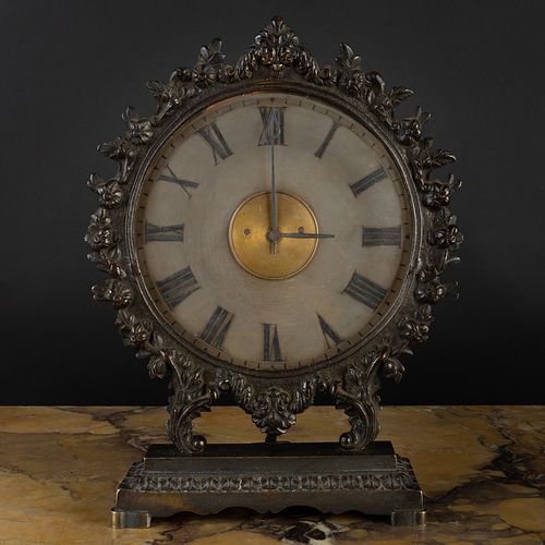 Continental Bronze and Glass Illuminating Clock