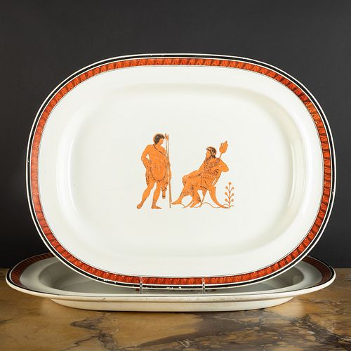 Two English Creamware Platters Decorated with Neoclassical Figures