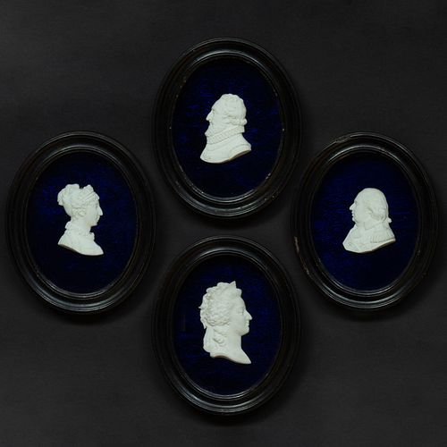 Group of Four Bisque Porcelain Profile Portrait Medallions