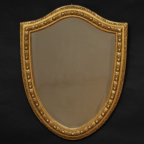 English Giltwood Shield Shaped Mirror