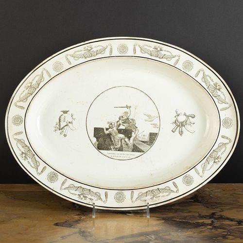 French Transfer Printed Creamware Oval Platter