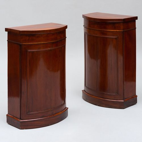 Pair of Danish Neoclassical Mahogany D Shape Pedestal Cabinets