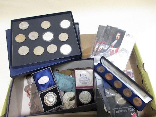 Royal Mint proof collection, £5-1p, boxed, together with approximately twenty £5 coins, various comm
