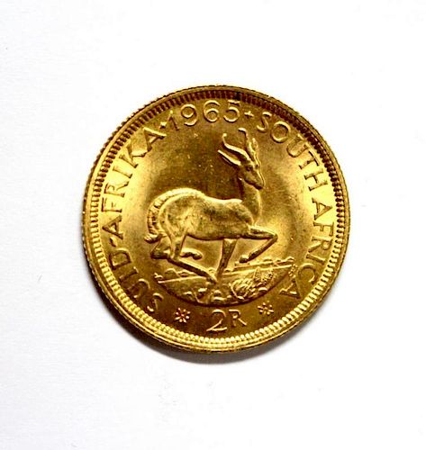 South Africa - gold 2 Rand coin, 1965, EF