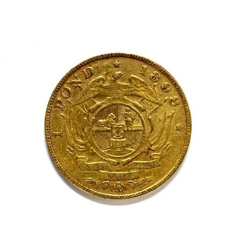 South Africa - gold one pond coin, 1898, F or better