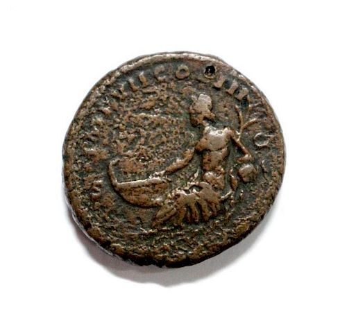 Marcus Aurelius (174-175 AD) AE AS, laureate head right, river god Tiber reclining resting hand on p