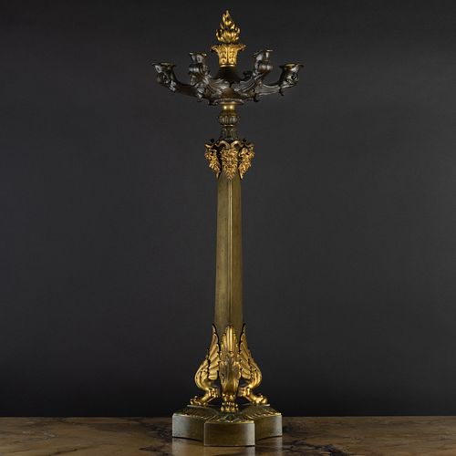 Louis Philippe Ormolu and Patinated-Bronze Seven-Light Candelabra