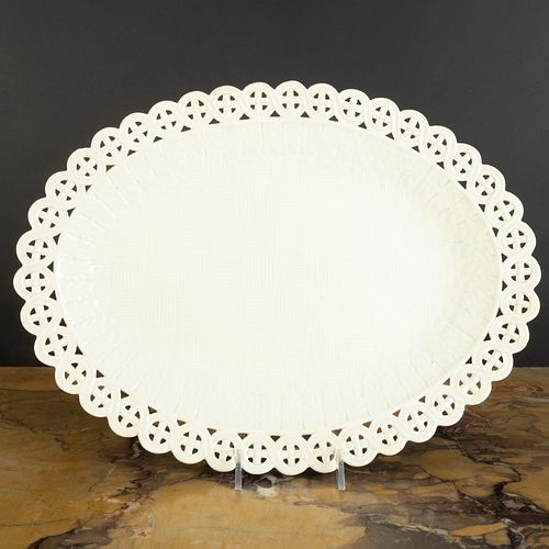 Oval English Creamware Basket Weave Platter