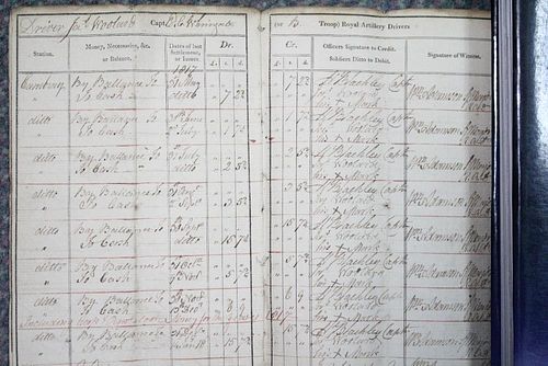 An early 19th century military pay book