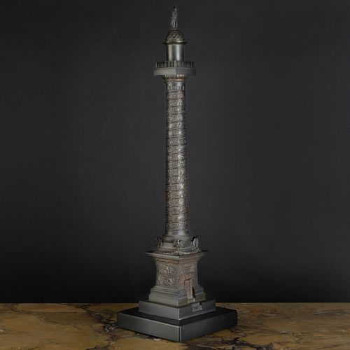 Bronze Model of the VendÃ´me Column on a Black Marble Base