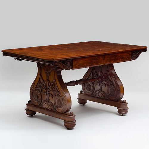 Fine George IV Carved Mahogany Center Table, in the Manner of C. H. Tatham