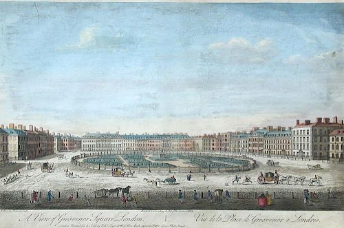 T. Bowles A View of Grosvenor Square, London; The South West Prospect of London, coloured engravings