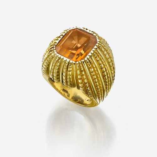 An eighteen karat gold and citrine ring, Verdura