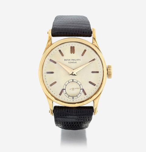 An eighteen karat gold strap wristwatch, Patek Philippe Calatrava, circa late 1930's
