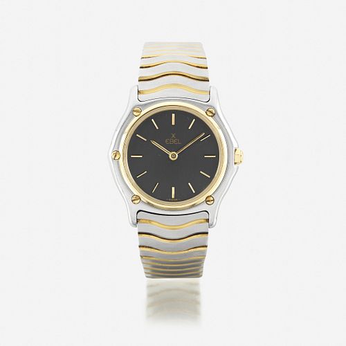 A stainless steel and eighteen karat gold, bracelet wristwatch, Ebel Wave