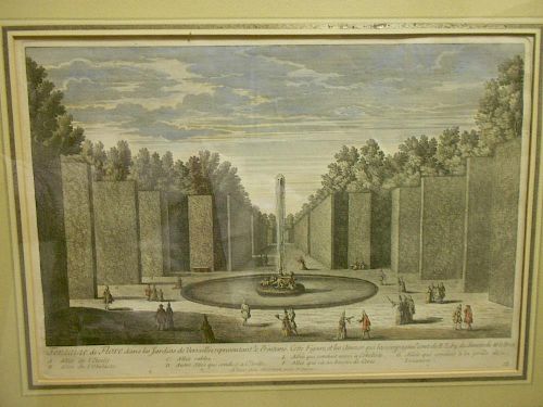 Baquoy after Girard, A pair of coloured engravings of Versailles Gardens, published by Mortain, late