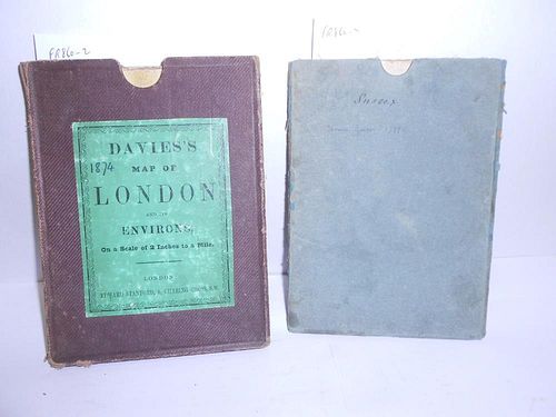 DAVIES'S Map of London and its Environs, scale 2 inches to a mile, folding engraved hand coloured di