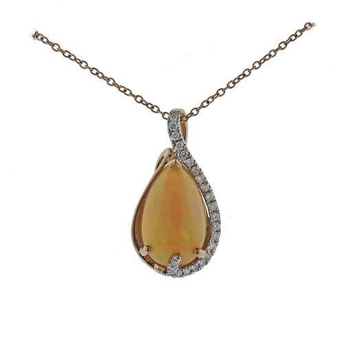 Kallati Opal Diamond Gold Pendant Necklace 