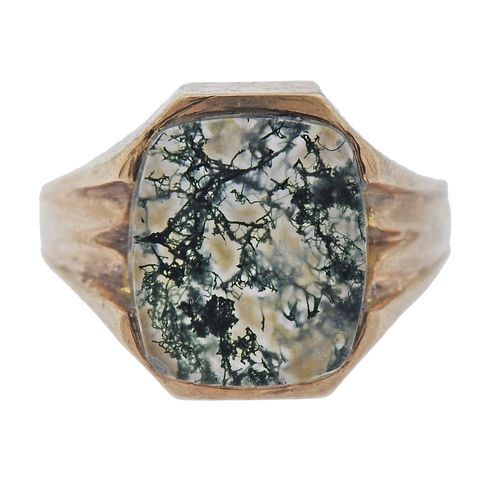 10k Gold Moss Agate Ring 