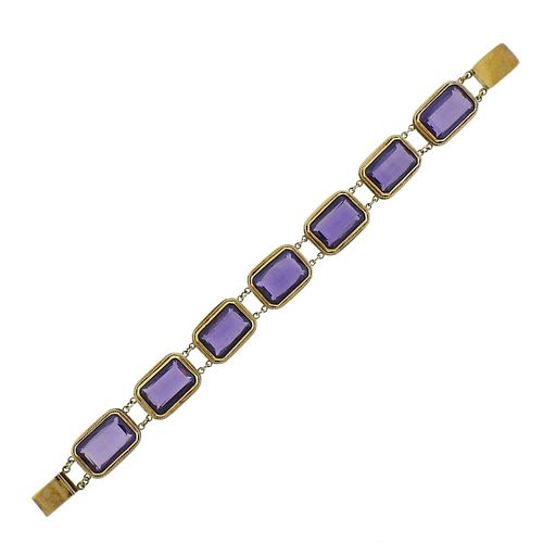 18k Gold Purple Stone Bracelet