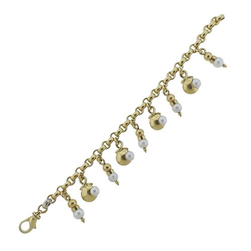 Fope 18k Gold Pearl Charm Bracelet