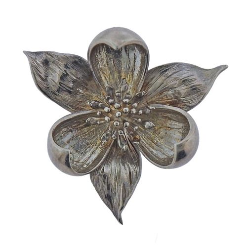 Tiffany & Co Sterling Silver Flower Brooch Pin