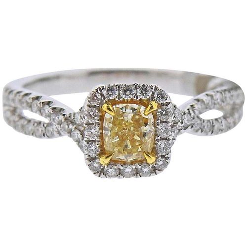 Dalumi GIA Fancy Light Yellow Diamond Gold Engagement Ring