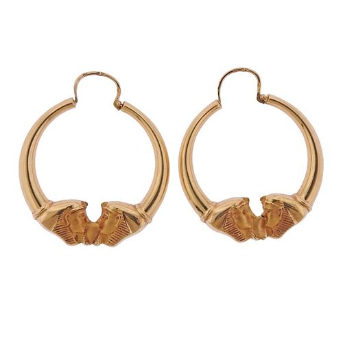 French 18k Gold Hoop Earrings