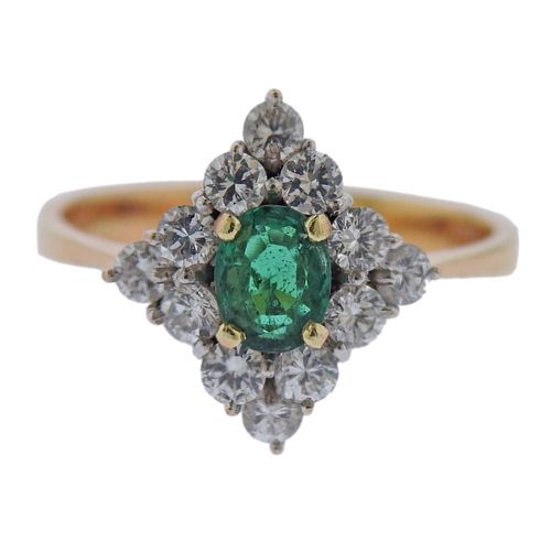 14k Gold Diamond Emerald RIng