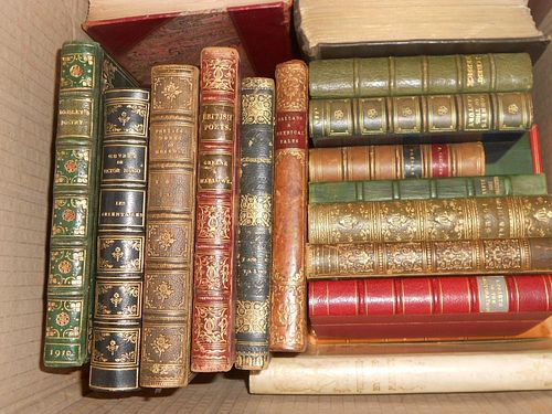 Literature - bindings. Collection of 19th century works, 8vo and 12mo, variously leather bound, incl
