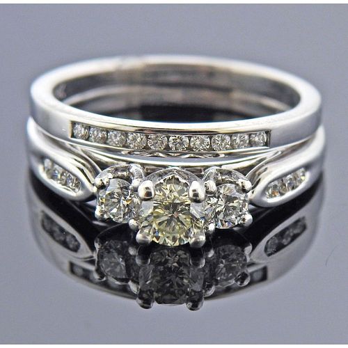 14k 18k Gold Diamond Bridal Ring Set