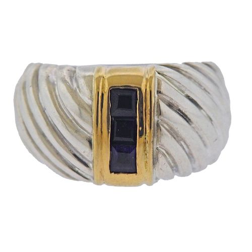 Sterling Silver 18k Gold Amethyst Ring