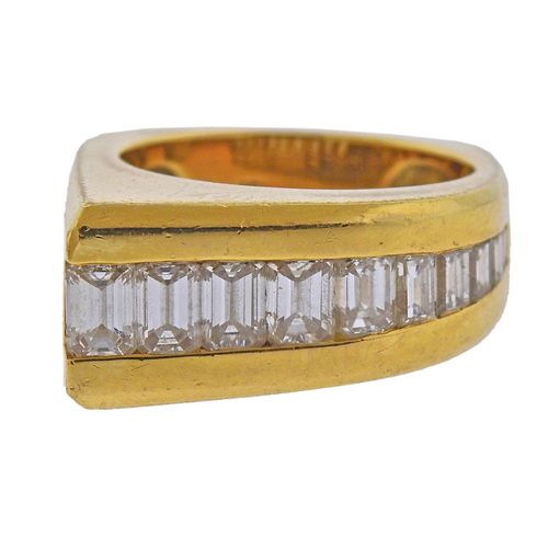 18k Gold Emerald Cut Diamond Ring