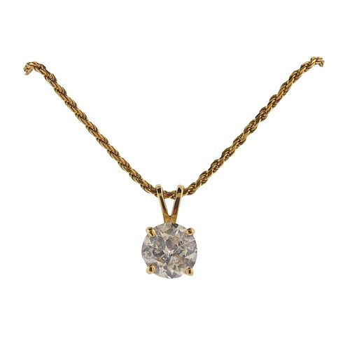 Italian 14K Gold Diamond Pendant Necklace