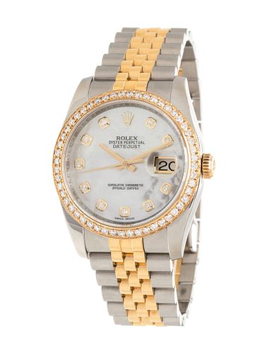 ROLEX, STAINLESS STEEL, YELLOW GOLD AND DIAMOND REF. 116233 'OYSTER PERPETUAL DATEJUST' WRISTWATCH