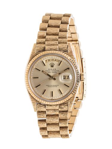ROLEX, 18K YELLOW GOLD REF. 1803 'OYSTER PERPETUAL DAY-DATE' WRISTWATCH, CIRCA 1969