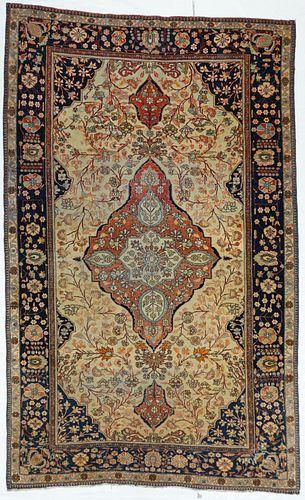Antique Persian Mohtasham Kashan, 4'4" x 7'2"