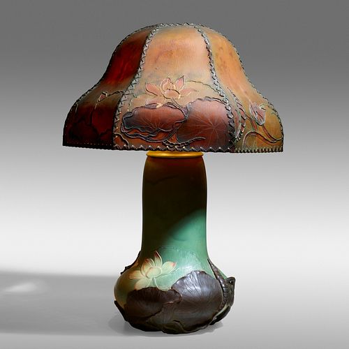 Eliza C. Lawrence for Rookwood Pottery, Rare and Important Modeled Mat lamp