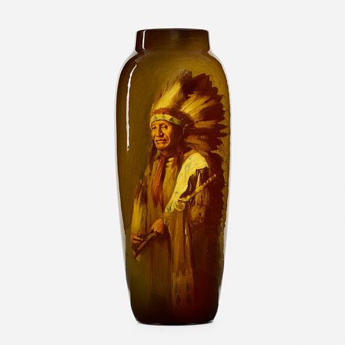 Grace Young for Rookwood Pottery, Standard Glaze Native American portrait vase